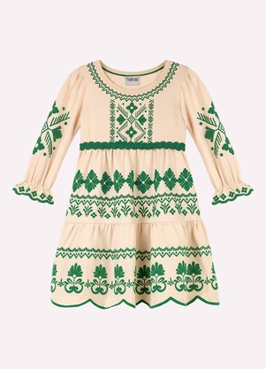 Nanai - Vestido Infantil Menina com Corte a Laser Bege - NANAI