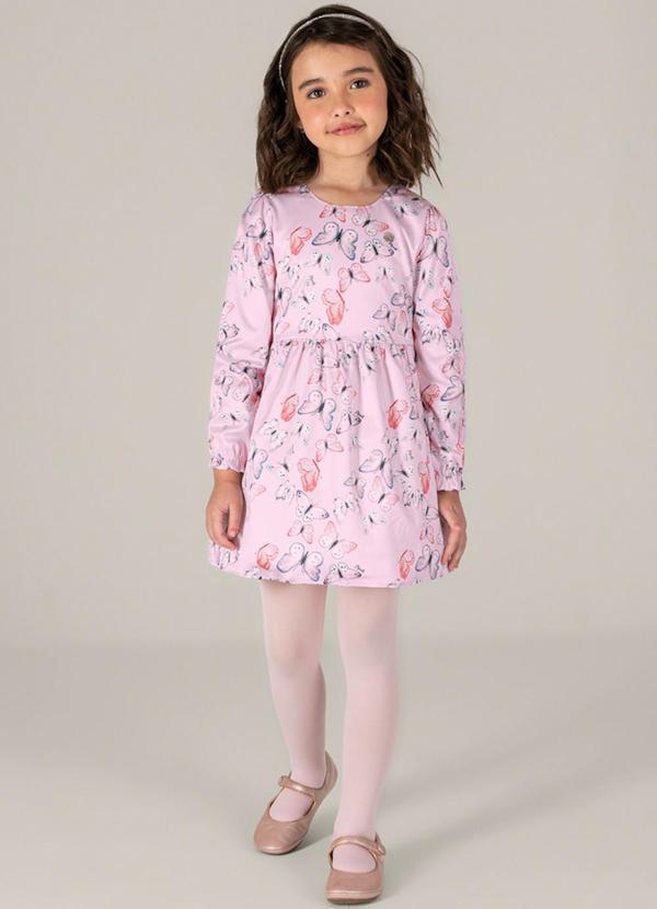 Brandili Mundi - Vestido Infantil Menina com Flores  Rosa