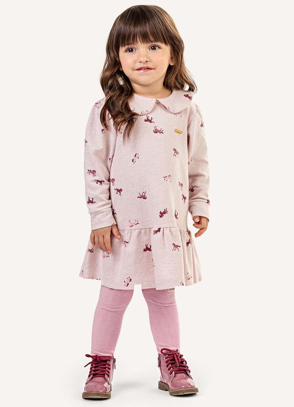Colorittá - Vestido Infantil Menina com Meia-Calça Rosa