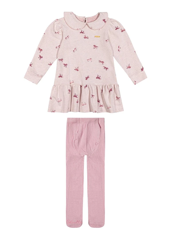 Colorittá - Vestido Infantil Menina com Meia-Calça Rosa 2