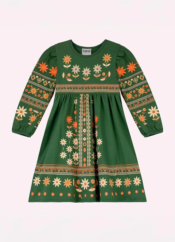 Nanai - Vestido Infantil Menina com Strass Verde