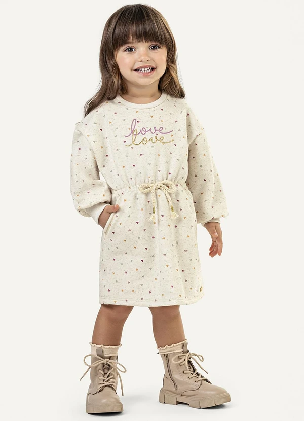 Colorittá - Vestido Infantil Menina Corações Bege 2