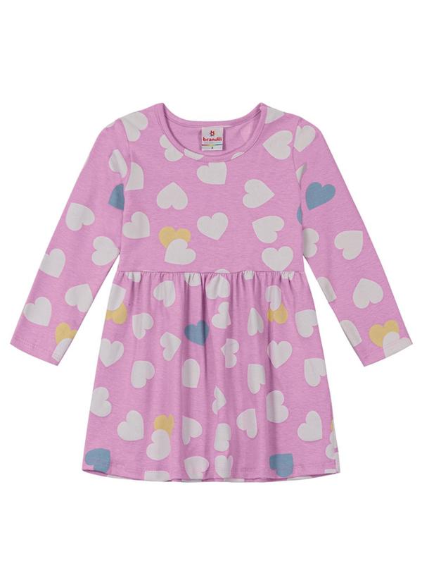 Brandili - Vestido Infantil Menina de Corações Rosa