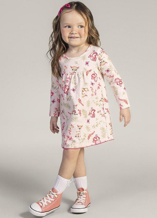 Brandili - Vestido Infantil Menina de Raposinha Rosa