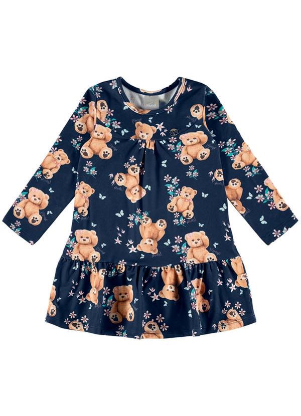 Brandili Mundi - Vestido Infantil Menina de Ursinhos Azul