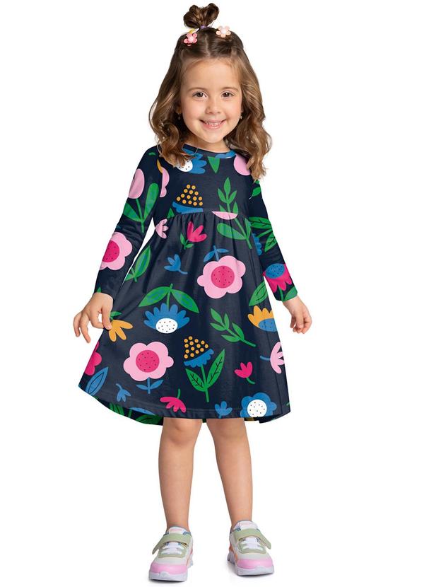 Kyly - Vestido Infantil Menina em Algodão Azul 1