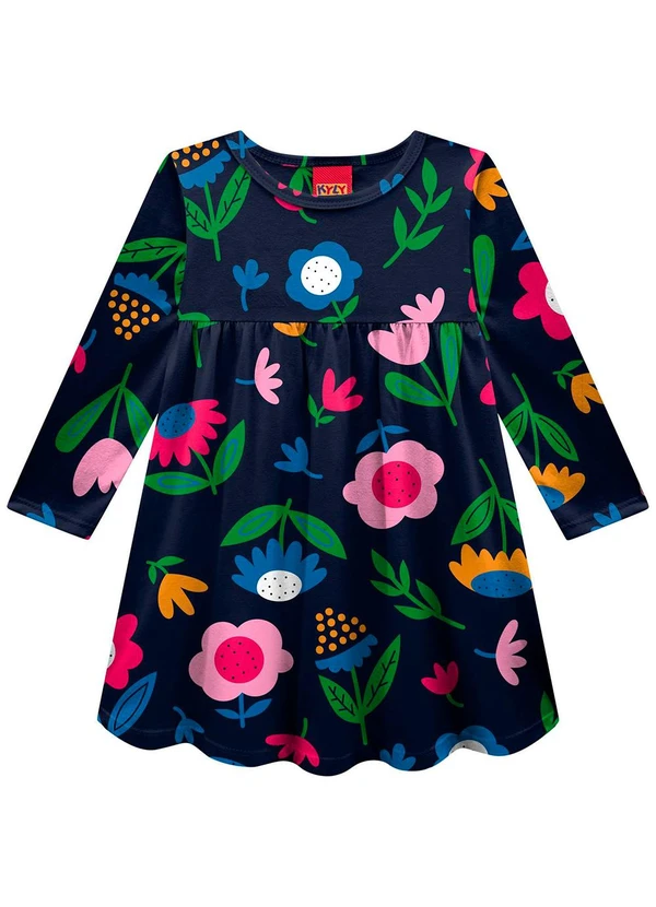 Kyly - Vestido Infantil Menina em Algodão Azul 2