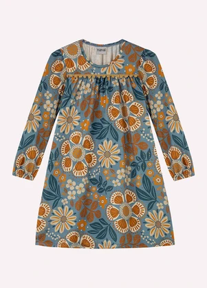 Nanai - Vestido Infantil Menina em Algodão Azul - NANAI