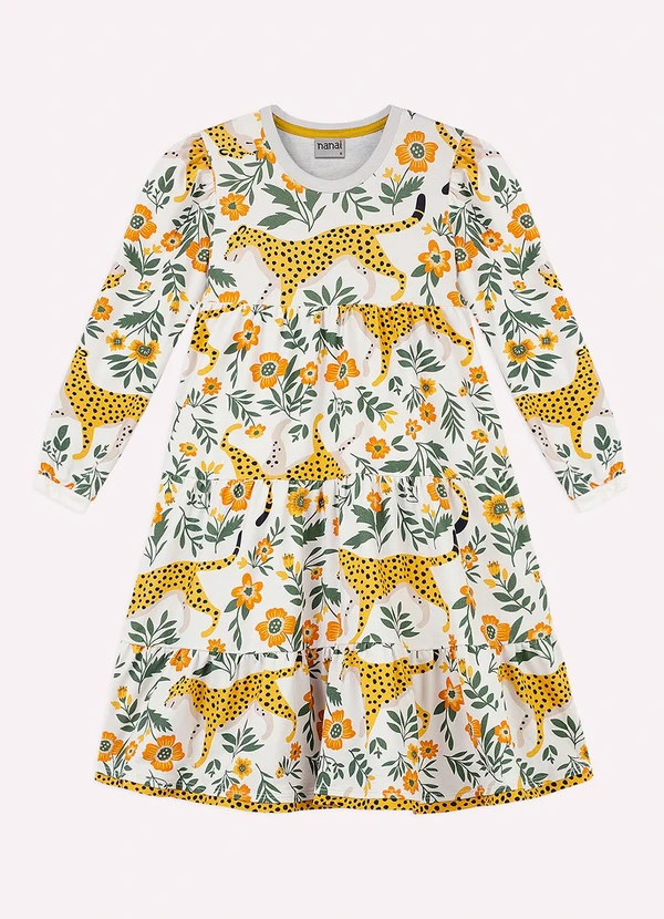 Nanai - Vestido Infantil Menina em Algodão Bege