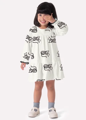 Nanai - Vestido Infantil Menina em Algodão Off White - NANAI