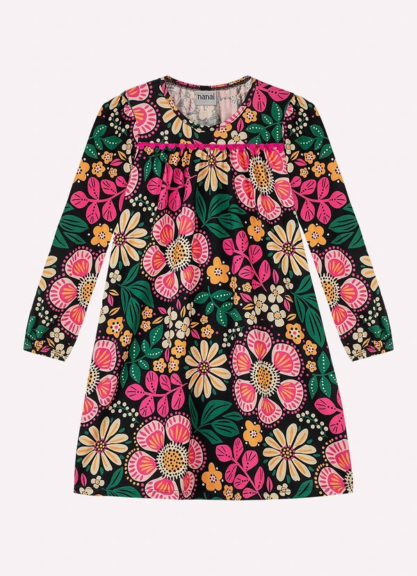 Nanai - Vestido Infantil Menina em Algodão Preto