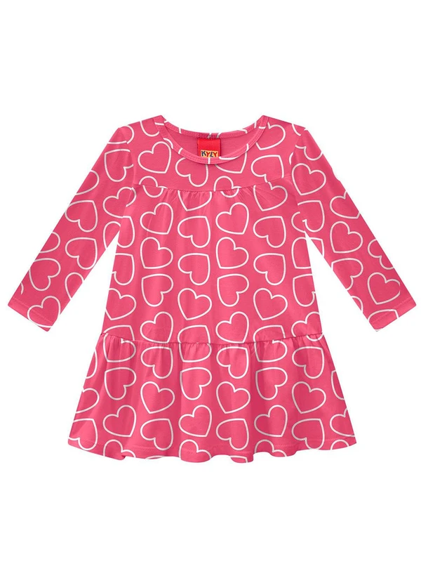 Kyly - Vestido Infantil Menina em Algodão Rosa