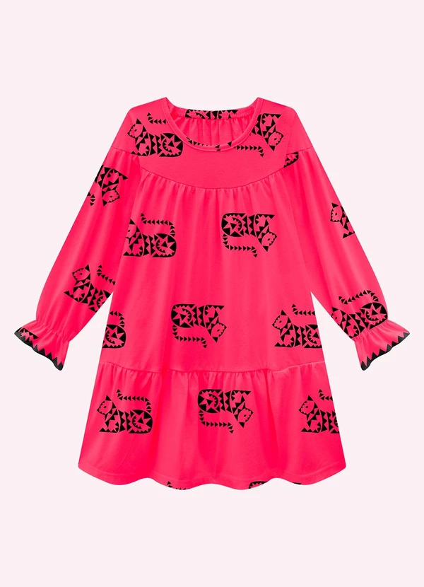 Nanai - Vestido Infantil Menina em Algodão Rosa