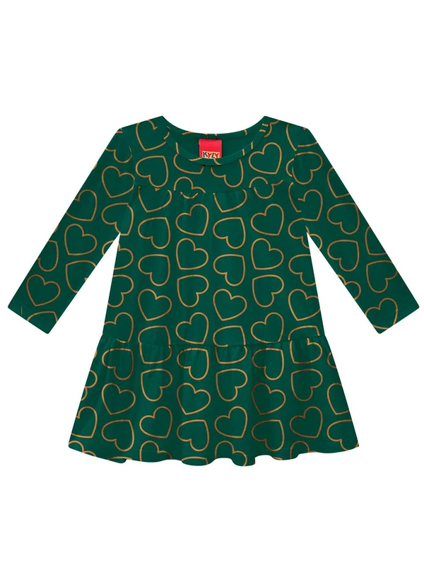 Kyly - Vestido Infantil Menina em Algodão Verde
