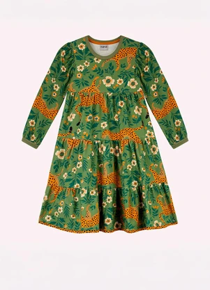 Nanai - Vestido Infantil Menina em Algodão Verde - NANAI