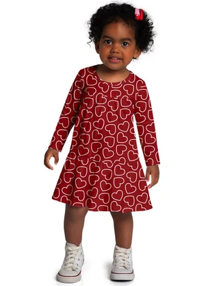 Kyly - Vestido Infantil Menina em Algodão Vermelho - KYLY