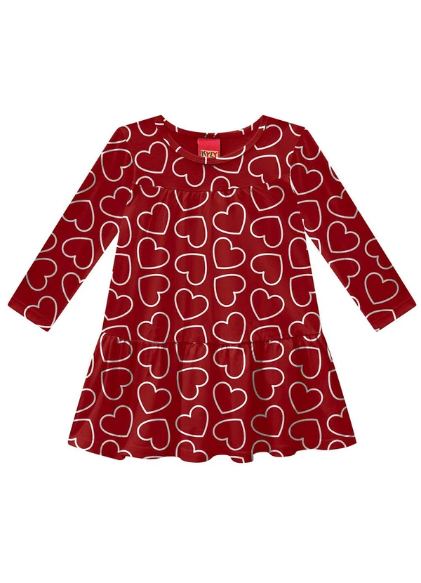 Kyly - Vestido Infantil Menina em Algodão Vermelho 2