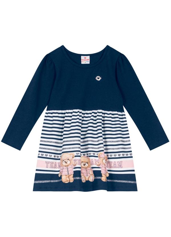 Brandili - Vestido Infantil Menina em Cotton Azul