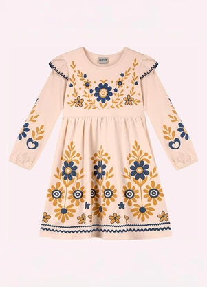 Nanai - Vestido Infantil Menina em Cotton Bege - NANAI