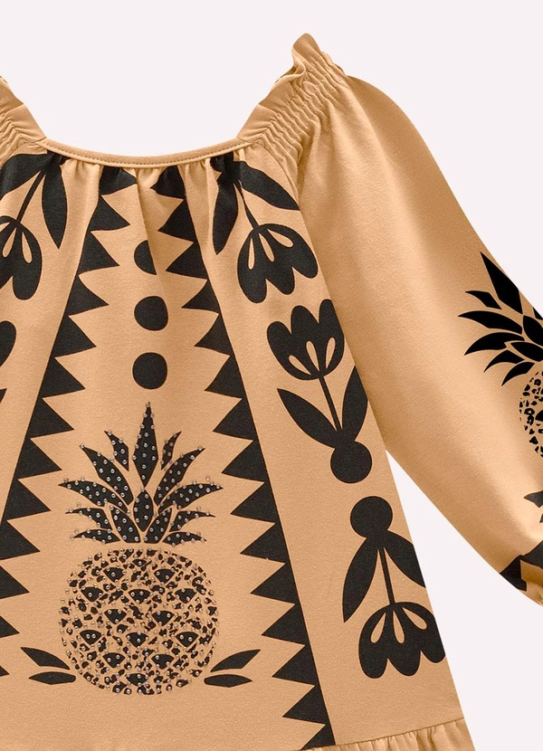 Nanai - Vestido Infantil Menina em Cotton Marrom 3