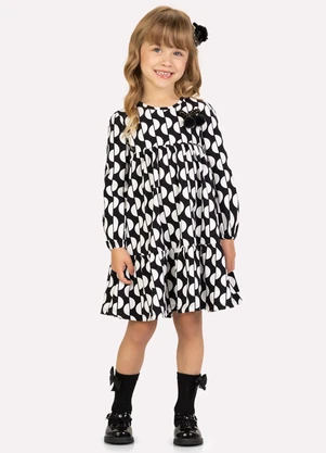 Milon - Vestido Infantil Menina em Cotton Preto - MILON