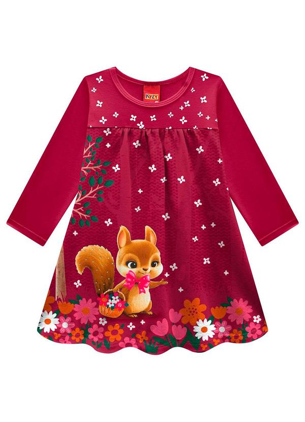 Kyly - Vestido Infantil Menina em Cotton Vermelho