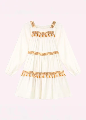 Nanai - Vestido Infantil Menina em Linho Off White - NANAI