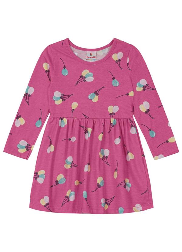 Brandili - Vestido Infantil Menina em Malha Rosa
