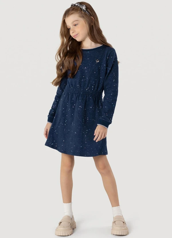 Brandili - Vestido Infantil Menina em Molecotton Azul