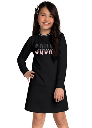 Kyly - Vestido Infantil Menina em Moletinho Preto - KYLY