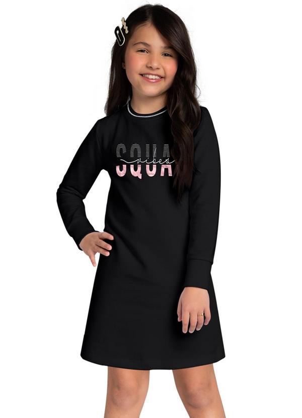 Kyly - Vestido Infantil Menina em Moletinho Preto