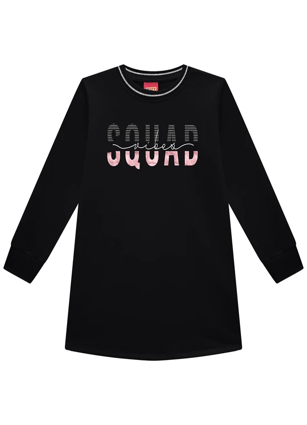 Kyly - Vestido Infantil Menina em Moletinho Preto 3