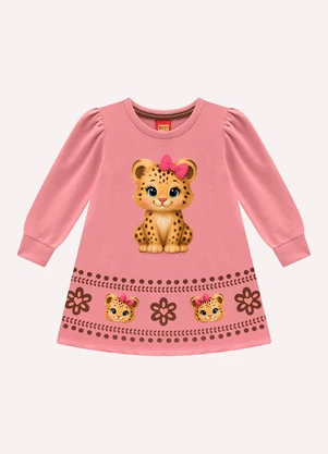 Kyly - Vestido Infantil Menina em Moletinho Rosa - KYLY
