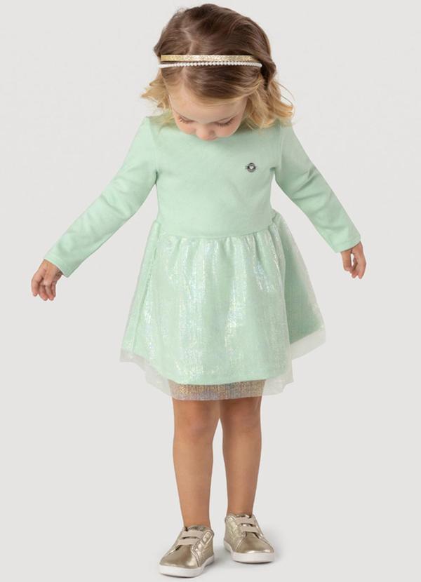 Brandili - Vestido Infantil Menina em Ribana Verde