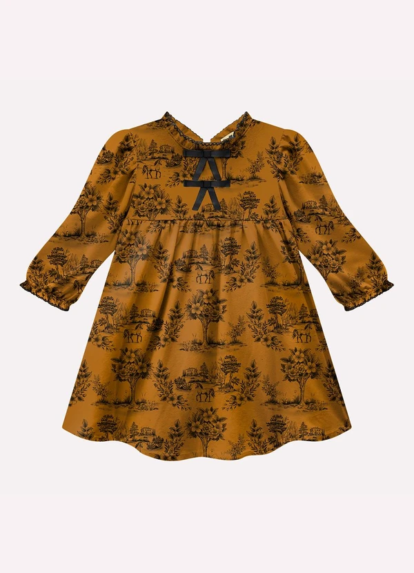 Milon - Vestido Infantil Menina Estampa Amarelo