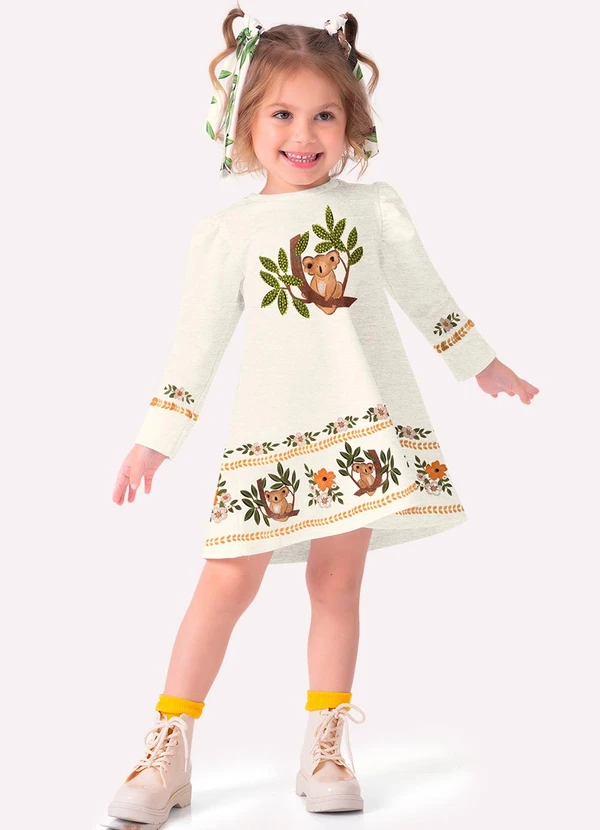 Nanai - Vestido Infantil Menina Estampa Cinza