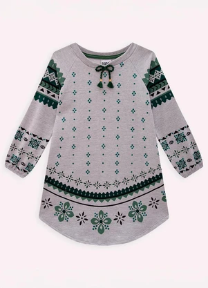 Nanai - Vestido Infantil Menina Estampa Cinza - NANAI