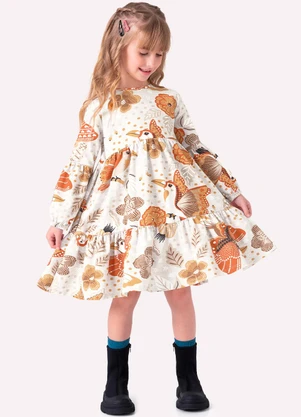 Nanai - Vestido Infantil Menina Estampa Cinza - NANAI