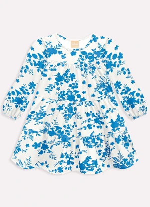 Milon - Vestido Infantil Menina Estampa de Flores Bege - MILON