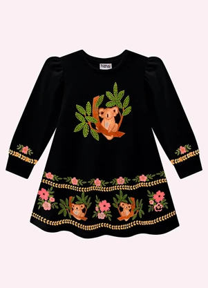 Nanai - Vestido Infantil Menina Estampa Preto - NANAI