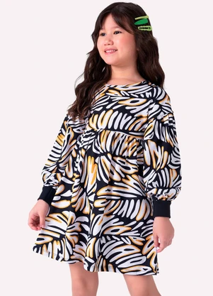 Nanai - Vestido Infantil Menina Estampa Preto - NANAI
