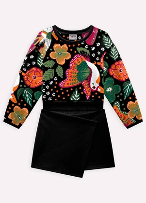 Nanai - Conjunto Infantil Menina Estampa Preto - NANAI