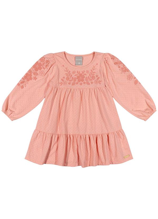 Colorittá - Vestido Infantil Menina Floral Texturizado Rosa 1
