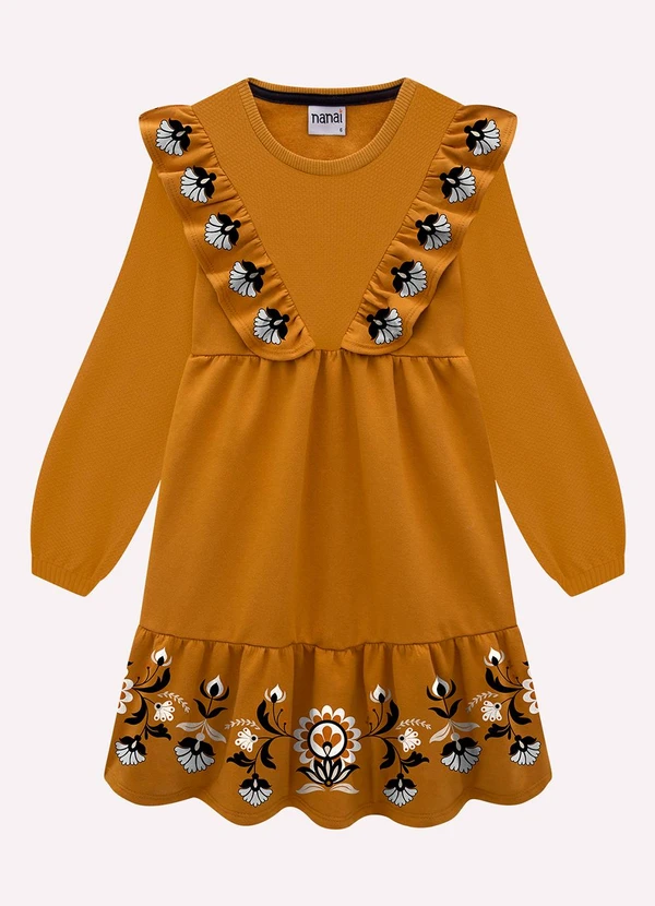 Nanai - Vestido Infantil Menina Flores Amarelo 2