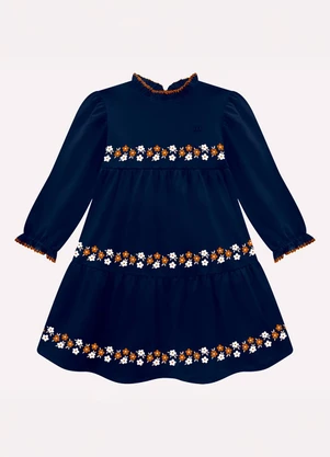 Milon - Vestido Infantil Menina Flores Azul - MILON
