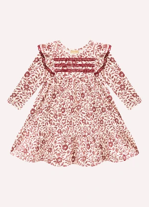 Milon - Vestido Infantil Menina Flores Bege - MILON