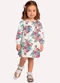 Milon - Vestido Infantil Menina Flores Verde - variação: Branco