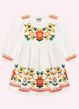 Nanai - Vestido Infantil Menina Flores Off White - NANAI