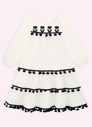 Nanai - Vestido Infantil Menina Flores Off White - NANAI