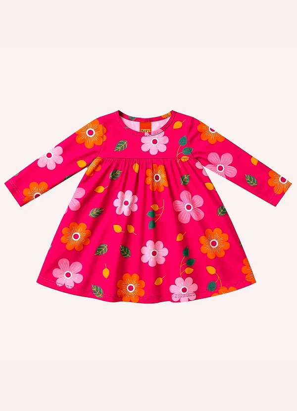 Kyly - Vestido Infantil Menina Flores Rosa